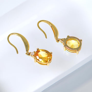 14k Gold Plated Yellow Topaz Drop Earrings, Natural Gemstone Bridal Earrings, Crystal Bridal Earrings, Statement Earrings